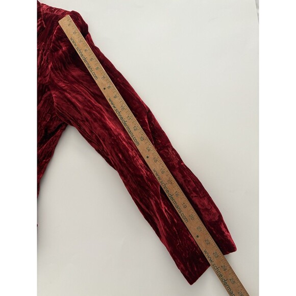 Vintage Sandra Darren Jacket 12 Red Crushed Velvet Castlecore Vamp Holiday - Picture 12 of 16